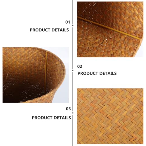 Healeved Straw Woven Storage Basket 11.14 Inch Wicker Decorative Flower Vase Planter Holder, Multi-Purpose Basket for Bathroom Living Room Home Laundry Office Container Brown