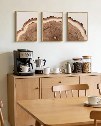 Drsoum Vintage Retro Tree Rings Wood Framed Wall Art Modern Wood Stump Nature Rustic Artwork Bedroom Living Room Ready to Hang 11x14in Natural Framed - color: Flower Boho Wall Art, size: 14L" x 11W", Natural Framed
