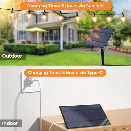 OHLUX 120FT Solar String Lights Outdoor with Remote, Commercial Grade Patio Lights with 52 Shatterproof LED Filament G40 Globe Bulbs, Dimmable Outside Edison Hanging Light for Backyard Party Decor - size: 120FT