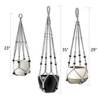Mkono 3 Pack Macrame Plant Hangers Indoor Different Size Hanging Planter Basket Flower Pot Holder with Beads No Tassels 35"/29"/23", Medium, Grey - color: Gray, size: Medium