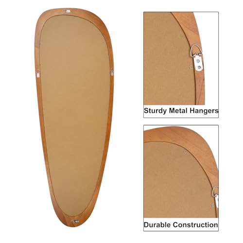 BOMINICA Full Length Irregular Wall Mirror, 60" x 22" Wooden Full Body Mirror Wall Mounted, Large Decorative Floor Mirror for Living Room, Bedroom, Entryway, Farmhouse, Home Decor - color: Wood, size: 60"L x 22"W