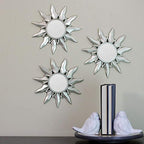 Northlight Set of 3 Mayan Sunburst Matte Silver Round Mirrors 9.5"