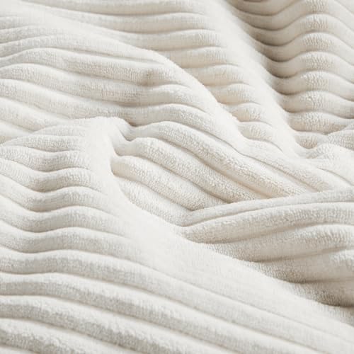 Fancy Homi 2 Packs Cream White Samll Decorative Throw Pillow Covers 12x12 Inch with for Couch Bed Sofa, Rustic Farmhouse Boho Home Decor, Soft Corss Patchwork Corduroy Square Cushion Case 30x30 cm - color: Cream White, size: 12" x 12" (Pack of 2)