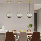 Modern Smoke Grey Glass Pendant Light, Kitchen Island Lighting 3-Pack Globe Pendant Light Fixtures Century Kitchen Island Pendant Lighting for Bedroom Living Dining Room Light Fixture (Without Bulb) - color: BW-Smoky Gray-1 Light-3PC