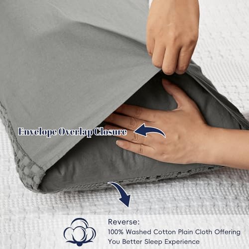 PHF 100% Cotton Waffle Pillow Shams Standard Size, 2 Pack 20" x 26" Soft Skin-Friendly Pillowcases, No Filling, Aesthetic Woven and Breathable Waffle Weave Pillow Case Covers for Bed, Dark Grey - color: Dark Grey, size: 26" x 20" (Pack of 2)