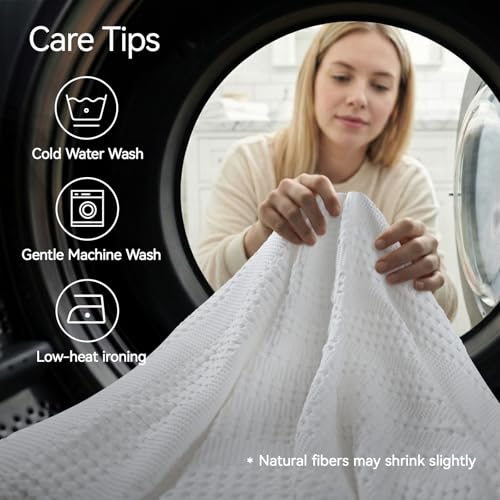 a moment 2 Pack Bamboo Fiber Pillow Covers - Waffle Weave, Ultra Soft & Breathable, Euro Shams Cotton Throw Pillow for Couch, Sofa, Bedroom Living Room 24x24 Inch White - color: White, size: 24" x 24" (Pack of 2)