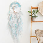 White and Cyan Dream Catcher with Tree of Life | Handmade, Wall Decor, Wall Hanging Ornament, Bedroom Living Room Home Decor