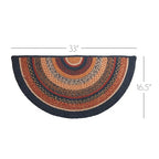 VHC Brands Stratton Primitive Jute Blue Red Striped Accent Rug for Entryway Kitchen Bathroom, Rustic Decor - Half Circle 16.5"x33" - size: 16.5x33