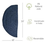 Super Area Rugs Farmhouse Jute Braided Rug - Reversible Natural Fiber- Eco Friendly Rug for Living Room - Kitchen - Dining Room Hand Woven, Navy, Half Circle 16" x 33" - color: Navy Blue, size: 1'4" x 2'9" (Semicircular)