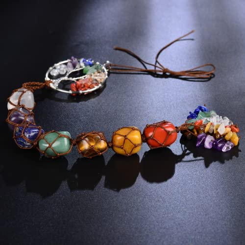 Handmade Crystal Window Car Hanging Ornaments 7 Chakra Home Decoration Feng Shui Ornament Car Decoration Christmas Decorations Ornaments (Chakra-Round) - color: A-style 11