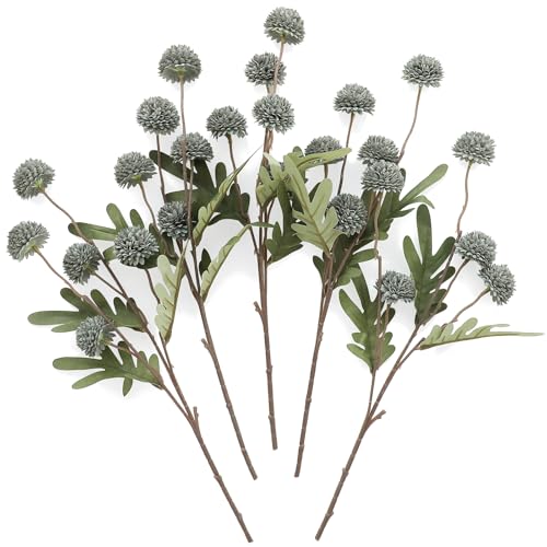 Floroom 5pcs Dusty Sage Green Faux Silk Mums Artificial Flowers, Bulk Fake Small Mini Chrysanthemums with Stems for DIY Wedding Centerpieces Floral Arrangements Vase Fillers Home Decorations - color: Dusty Sage Green, size: 5pcs