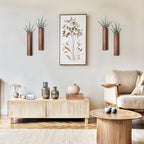 Wood Wall Planter with 20 pcs Artificial Eucalyptus, Modern Decor for Living Room Bedroom Bathroom Entryway, Farmhouse Boho Wall Vases for Dried Flowers and Faux Plants - 4 Pack