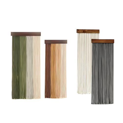 MENGLANSI 2Pieces Tassels Wall Tapestry Cotton and Wooden Hanging Decoration for Home Border Fabric Wall Art - color: black b