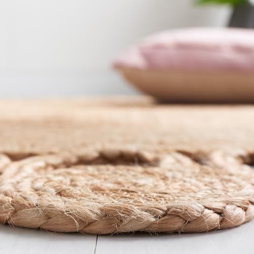 SAFAVIEH Natural Fiber Round Collection 6' Round Natural NFB252A Handmade Boho Country Charm Jute Area Rug - size: 6' (Round)