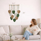 TUDRUKU Macrame Wall Hanging, Green Leaf Boho Wall Decor, 15.7 x 36 in - color: Green
