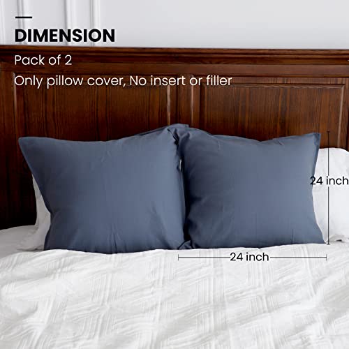 Simple&Opulence Linen Euro Shams Basic Style Solid Color 24x24 Inch Pack of 2 Flax Cotton Blend Decor Throw Pillow Covers Soft Breathable Farmhouse Pillow Shams - Navy Blue - color: Navy Blue, size: 24"×24"