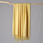 CUDDLE DREAMS Premium Cashmere Throw Blanket with Fringe, Luxuriously Soft (Yellow) - color: Yellow