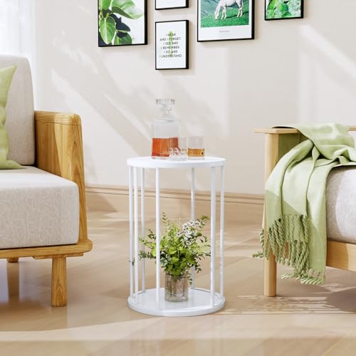Plant Stand Indoor,small plant stool,Flower Pot Corner stand holder,Mid Century Heavy Duty Metal Tall Home Decor,Modern Round End Table,Small Rustic Display Stand for Living Room,Bedroom(White,18In) - color: 45cm white