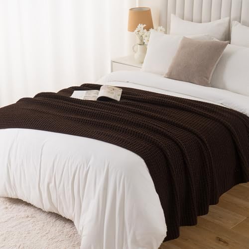 Bunnikins & Clover Dark Brown Throw Blanket for Couch, 50"x60" Soft Chenille Knit Throw Blanket for Home Decor, Decorative Chocolate Brown Blanket for Bed, Living Room - color: Brown, size: 50"x60"