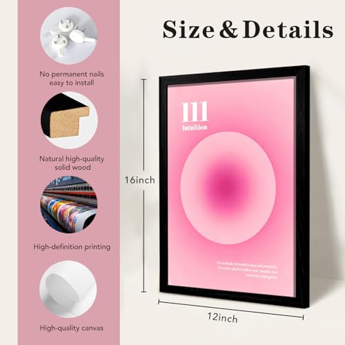 LIANGSU Black Framed Angel Number Affirmations Wall Art Pink Aura Gradient Butterfly Canvas Prints Boho Spiritual Positive Energy Wall Picture for Bedroom Living Room Office 12x16 Inch - color: Pink Affirmations Wall Art, size: 12x16 Inches