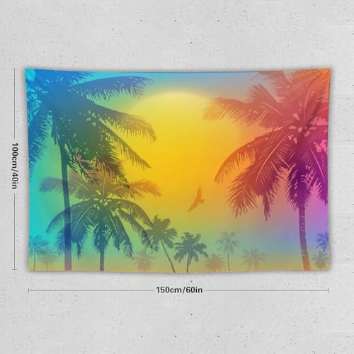 Kurtect Tropical Beach Tapestry,Colorful Coconuts Tree Palm Tree Summer Ocean Print Tapestries for Party Beach Picnic Blankets Tablecloths Living Room Wall Deocr, 40x60 in - color: style-10, size: 60"L x 40"W