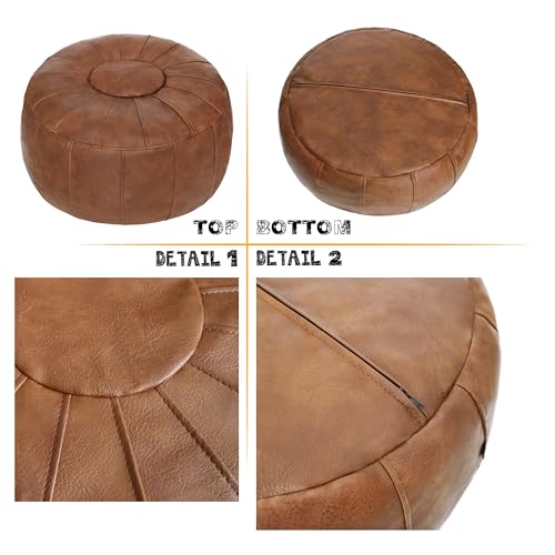 Thgonwid Unstuffed Moroccan Ottoman Pouf Cover, Ottoman Footstool Storage Solution, Bean Bag Chair, Foot Rest, Brown - color: Brown