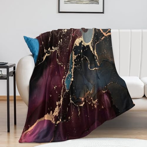 Modern Marble Blanket, Abstract Luxury Baroque Golden Purple Blue Stone Veins Pattern Soft Warm Cozy Plush Flannel Covers for Livingroom Bedroom Couch Chair Camping Travel Home Decor Tapestry 30x40in - color: Abstract-2, size: 30W" x 40L"