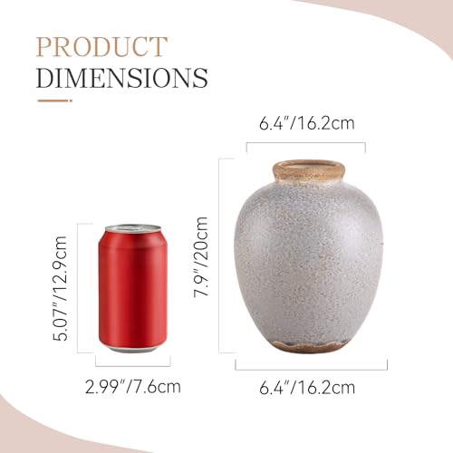 Ceramic Vintage Vase, Flower Rustic Vase Decorative Chinoiserie Decor Rustic Farmhouse Retro Floral Vases for Table Bookshelf Mantel Kitchen Living Room Office - 7.8inch Gray - color: 014-sy-gray