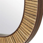 Pemberly Row Farmhouse Accent Wall Mirror, Rectangular Rattan-Style Frame, Dark Brown Finish, Rounded Corners, Durable Construction, Coastal or Farmhouse Decor for Living Room or Bedroom