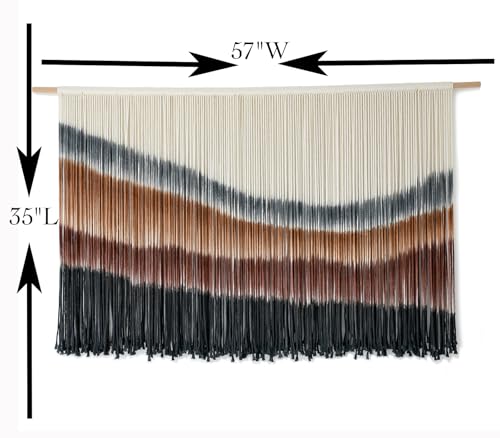 Flber Macrame Wall Hanging Macrame Wall Decor Large-Scale Tie-Dye Tapestry Living Home Room Wall Decor 57" Wx 35" L - color: Coffee