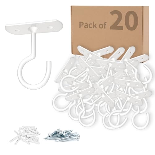 20Pack Ceiling Hooks Bulk for Hanging Plants 2.5in White - color: White, size: 2.5In 20Pack
