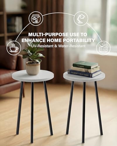 Plant Stand Indoor 2 Pack: Corner Wood 20 Inch Plant Stand Mid Century Modern Decor - Small Round Plant Table for Indoor Plants - Outdoor Plant Holder for Patio Living Room Bathroom Office (White) - color: White, size: 20"&20"