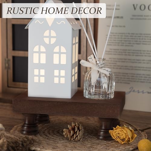 EOSAHR Decorative Wood Riser for Room Decor : Modern Farmhouse Pedestal Stand For Display Your Home Decoration and Soap Stand - Retro Wooden Tray for Bathroom and Kitchen Counter Decor (Rustic Brown) - color: Brown - Paulownia Wood