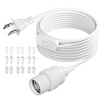 DiCUNO Hanging Lantern Extension Cord Cable, E26 Pendant Light Socket On Off Inline Cord Switch Control Lamp, Switch Close to Polarized Plug, 20 Feet (6M), White, 1-Pack - style: 20ft - White