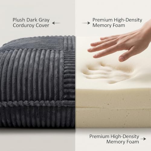 Giant Bean Bag Chair - 3-in-1 Convertible Memory Foam Floor Cushion with Washable Corduroy Cover, Large Comfy Beanbag Sofa for Adults and Kids-Gray - color: Dark Gray