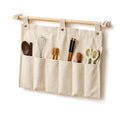 No Drill Canvas Wall Organizer with Mounting Clips, Hanging Pocket Organizer with Wooden Rod, Fabric Wall Storage for Bedroom, Bathroom, Entryway(Large) - size: Large