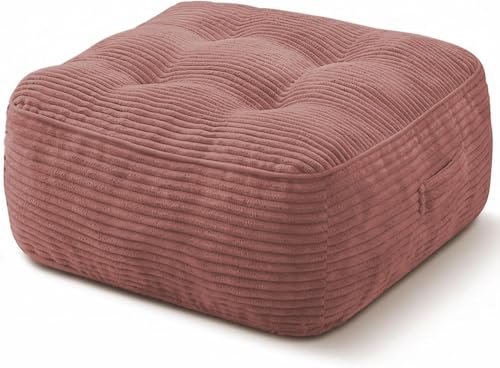 11In Washable Floor Pillow for Adults, Yoga & Meditation Cushion with Handle, Square Large Pillows Seating with Removable Tufted Corduroy Cover for Tatami Living Room Board Games (Pink) - color: Pink