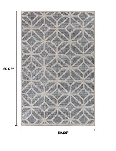 Rugshop Blue Contemporary Geometric Indoor/Outdoor Area Rug — Hose Washable for Living Room, Dining Room and Bedroom, 5' x 7' - size: 5' x 7' (Rectangular)