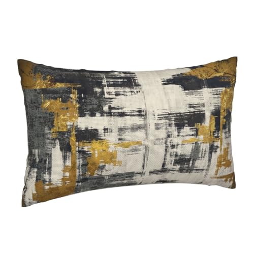 Black Gold Painting Throw Pillow Covers 12x20 Inch Set of 2, Modern Abstract Oil Painting Lumbar Pillow Cover Abstract Art Painting Doodles Cushion Covers for Sofa Couch Bed Living Room - color: Black Gold, size: 20" x 12" (Pack of 2)