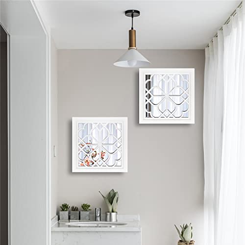 Wocred Set of 2 Mirrors Square Wall Mirror,Gorgeous Rustic Farmhouse Accent Mirror,White Color Entry Mirror for Bathroom Renovation,Bedrooms,Living Rooms and More(12”x12”) - color: White, size: 12x12 inch - 2 PCS
