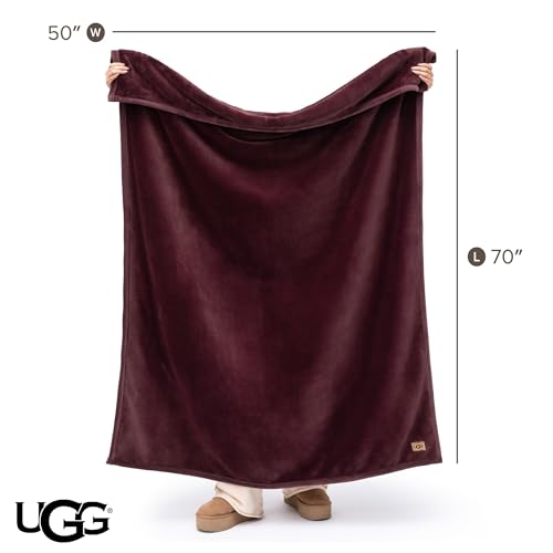 UGG Coco Throw Blanket – Luxury Blanket for Bed Sofa, Perfect for Home & Bedroom, House Warming Gifts or Luxurious Birthday Gifts for Women, 50" x 70", Red Wild Grape - color: Red