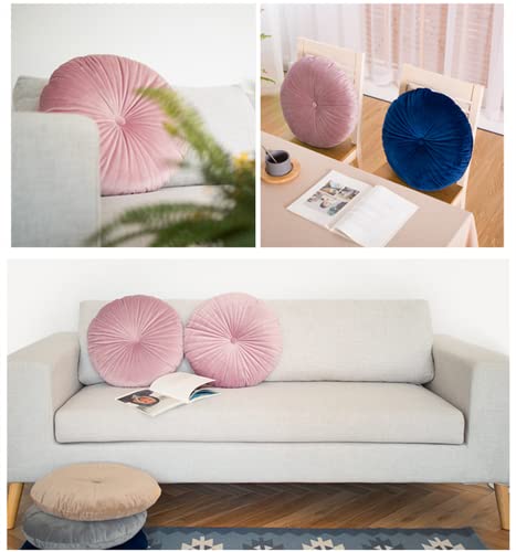 NatureMan Round Throw Pillow, Velvet Decoration Small Throw Pillow, Pumpkin Throw Pillow Cushion Suitable for Living Room Sofa Bed Floor 13.7 inches (Pink) - color: Pink