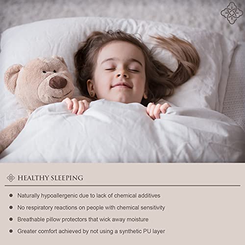 BIOWEAVES 100% Organic Cotton Breathable Pillow Protectors GOTS Certified with Zipped Closure – Queen, 20” x 30”, 2-Pack - size: Queen - 20" x 30"