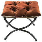 15" Foldable Foot Stool Ottoman with Metal Frame - Washable Brown Upholstered Indoor/Outdoor Footrest for Living Room, Bedroom, Patio - Space-Saving Compact Design - color: Brown