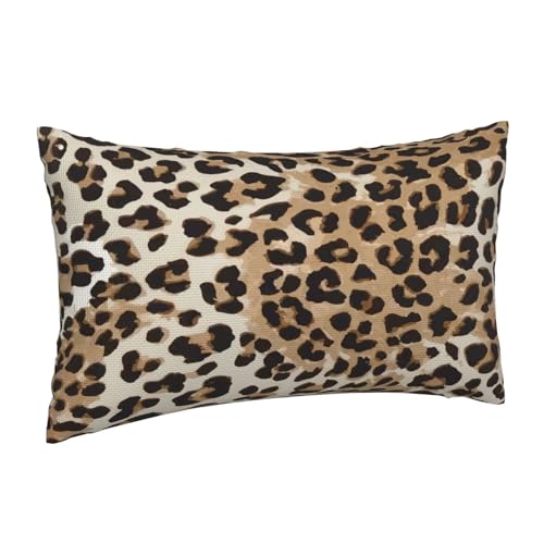 Brown Leopard Throw Pillow Covers 12x20 Inch Set of 2, Cheetah Print Lumbar Pillow Cover Animal Theme Print Pillowcase Farmhouse Decorative Cushion Covers for Sofa Couch Living Room - color: Brown Beige, size: 20" x 12" (Pack of 2)