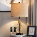 OYEARS Bedside Table Lamp with USB, 23‘’ Black Modern Nightstand Lamps for Bedroom, Retro Rattan Table Lamps for Night Stands, Living Room, Farmhouse Table Lamp with Glass Nightlight Lamps - color: Black