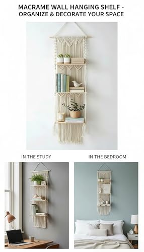 Large Macrame Wall Hanging Macrame Wall Decor Tapestry For Headboard Bedroom Livingroom Boho Fiber Home Art (White-B) - color: White-B