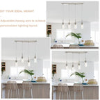 4-Lights Pendant Light Fixtures, Modern Brushed Nickel Kitchen Island Lighting with Clear Glass Shade, Adjustable Hanging Ceiling Lamp - color: Brushed Nickel, size: 4-Light