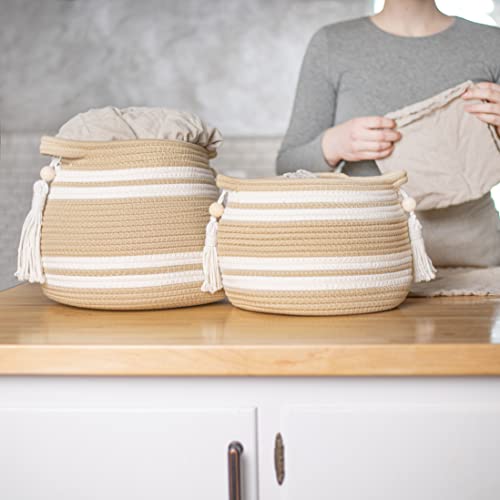 Woven Plant Baskets for Indoor Plants (Set of 2) – Boho Basket Planters for Home Décor