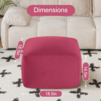 MeMoreCool Square Stuffed Pouf Ottoman Foot Rest, Floor Pouf Foot Stool with Foam Chunk Filling, Soft Stuffed Ottoman Footrest for Living Room - color: Grid Magenta